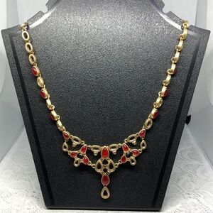 New vintage lia sophia bejeweled statement necklace